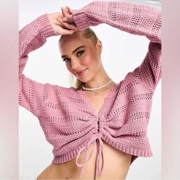 Hollister Tops - Holister Easy Long Sleeve Crochet sweater with adjustable front tie, XS